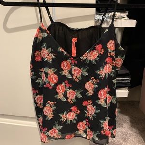 Black floral cami
